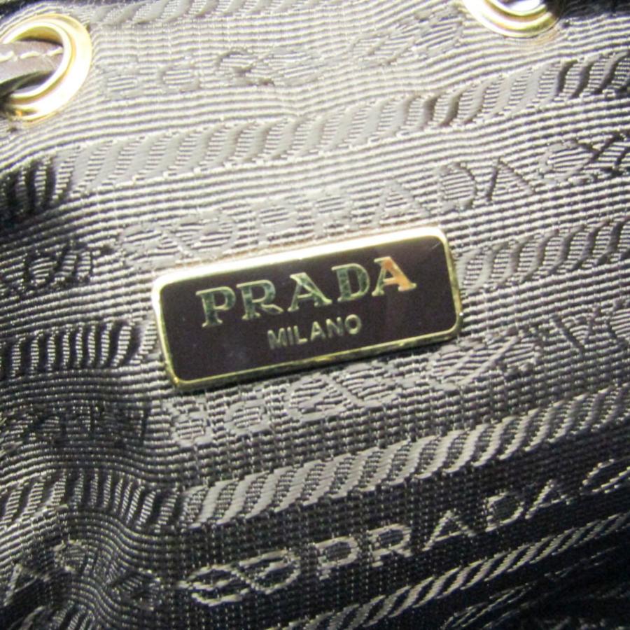 PRADA（プラダ） ロゴジャガード 巾着バッグ レディース レザー,ジャ
