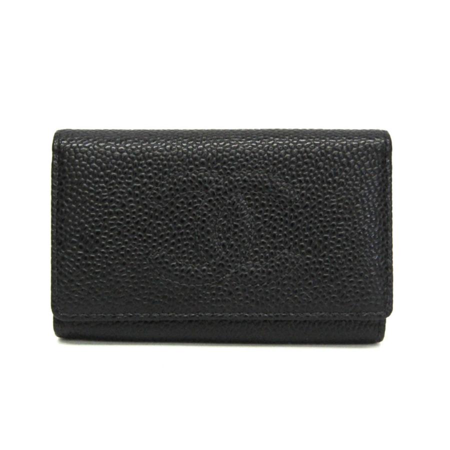 シャネルキーケースキャビアココマークカードケースCHANEL黒 CHANEL（シャネル） ココマーク レディース キャビアスキン キーケース