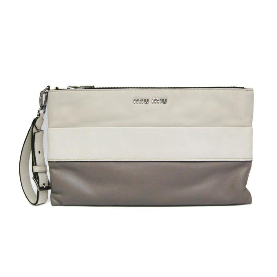 miu miu グレー クラッチバッグ miu miu（ミュウミュウ） レディース レザー クラッチバッグ,ポーチ