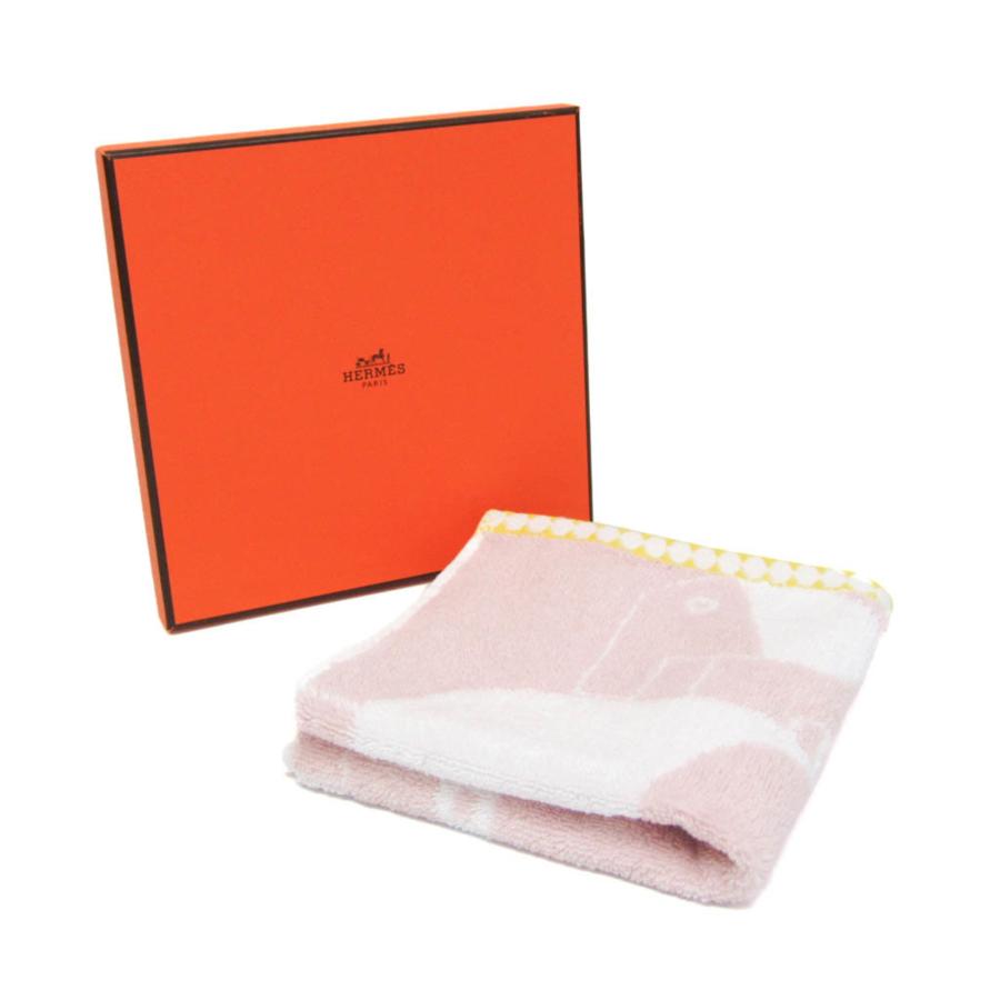 HERMES（エルメス） ハンドタオル ライトピンク,ホワイト カレ・タオル