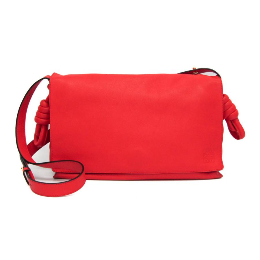 美品　LOEWE　ロエベ　160周年　総柄　メッセンジャーバック　レッド LOEWE（ロエベ） フラメンコ フラップ レディース レザー