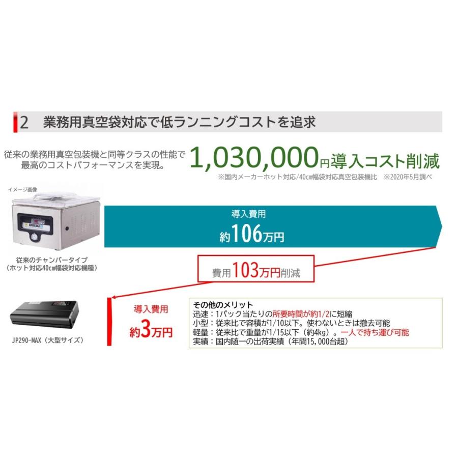 【業務用真空袋対応】 フードシールド大型版 業務用 真空パック器 【吸引力80Kpa】 (大型版 JP290-MAX) :jp290-max