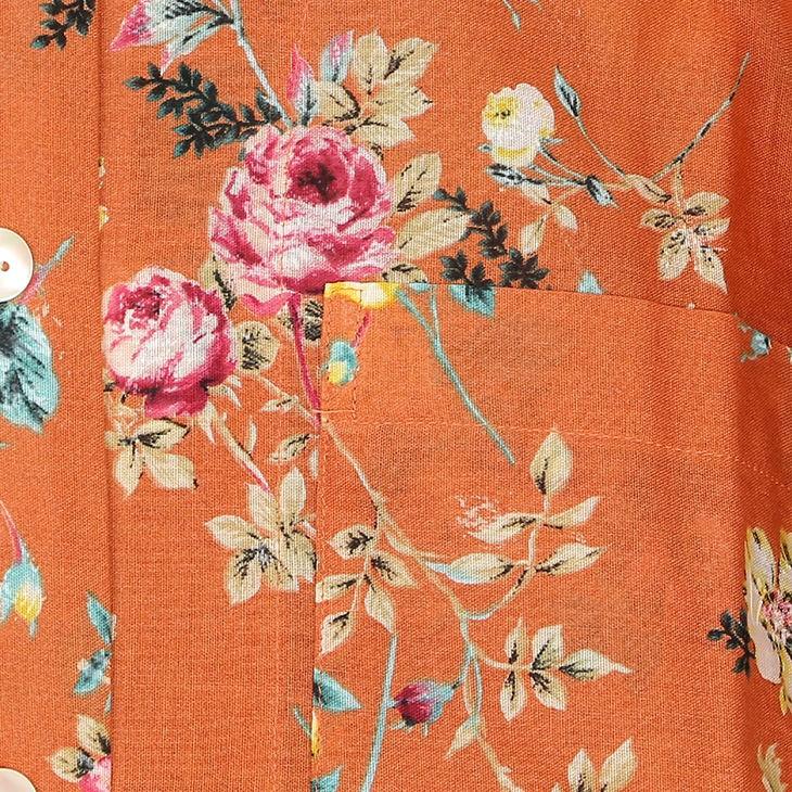 20%OFF イクコ IKUKO シングルガーゼ 前開きボタン 長袖 花柄 20%OFF イクコ IKUKO シングルガーゼ 前開きボタン 長袖 花柄