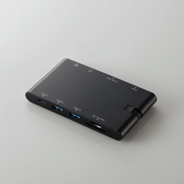 エレコム USB3.0 Type-C モバイル ドッキングステーション 充電用 データ転送用 HDMI対応 D-sub 1ポート LANポート SD+microSDスロット ブラック┃DST-C05BK｜elecom｜02
