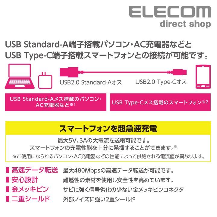 エレコム スマートフォン 用 高耐久 USB Type-C ケーブル USB A-C 認証品 type c タイプc Standard-A android アンドロイド ブラック 0.3m┃MPA-ACS03NBK｜elecom｜06