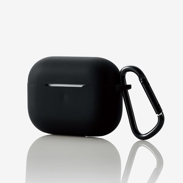 AirPods Pro ブラックケース付き ELECOM（エレコム） AirPods Pro 用 カラビナ付きシリコンケース