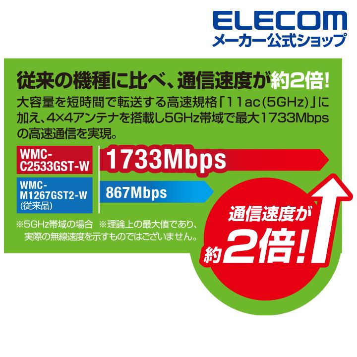 ELECOM（エレコム） 無線LAN ルーター Wi-Fi 5 1733+800Mbps e-Mesh