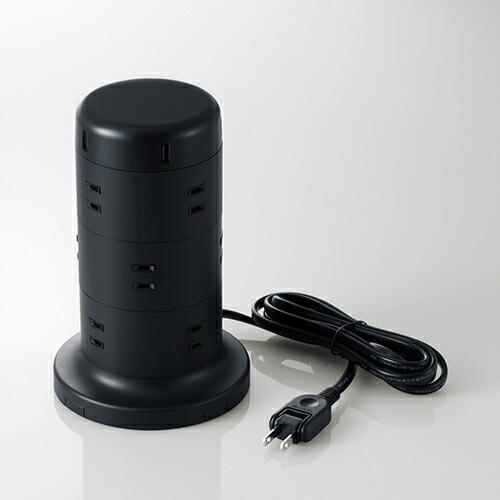 ELECOM（エレコム） 電源タップ タワー型 延長コード 12個口 USB×5