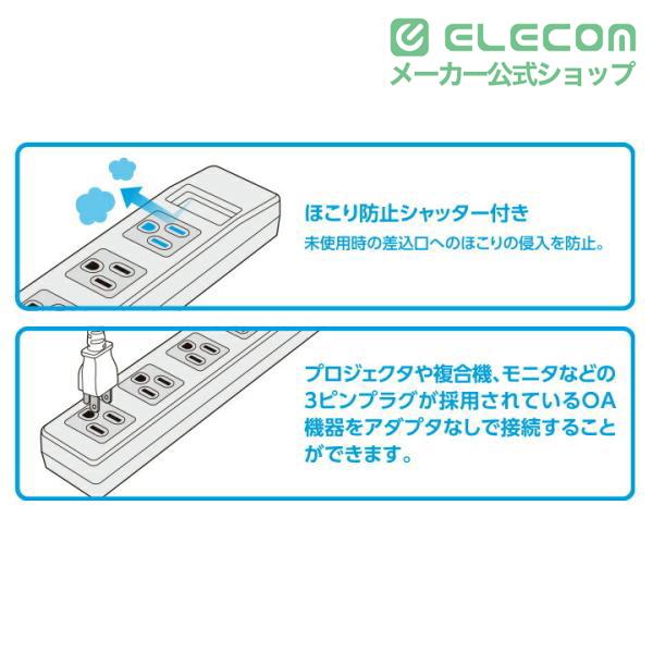 ELECOM（エレコム） 3極4口シャッタータップ 4個口 ホコリシャッター付