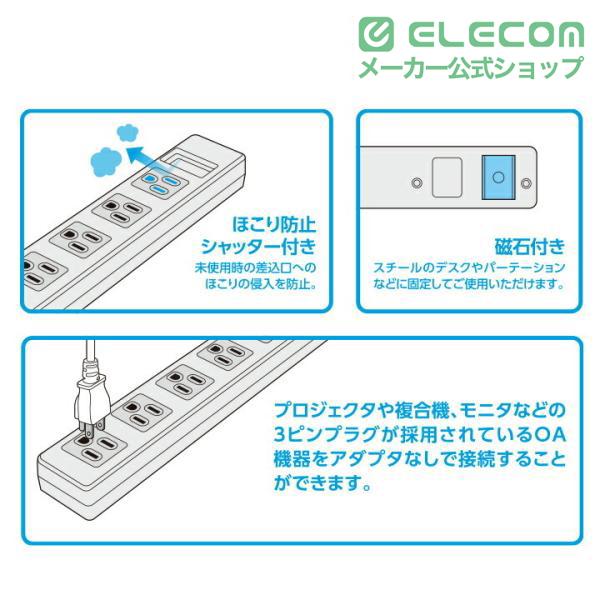 ELECOM（エレコム） 3極4口マグネットシャッタータップ 4個口 ホコリ