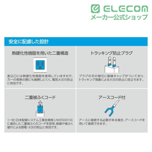 ELECOM（エレコム） 3極4口マグネットシャッタータップ 4個口 ホコリ