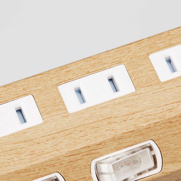 ELECOM エレコム 電源タップ 木目 柄 雷ガード個別スイッチ