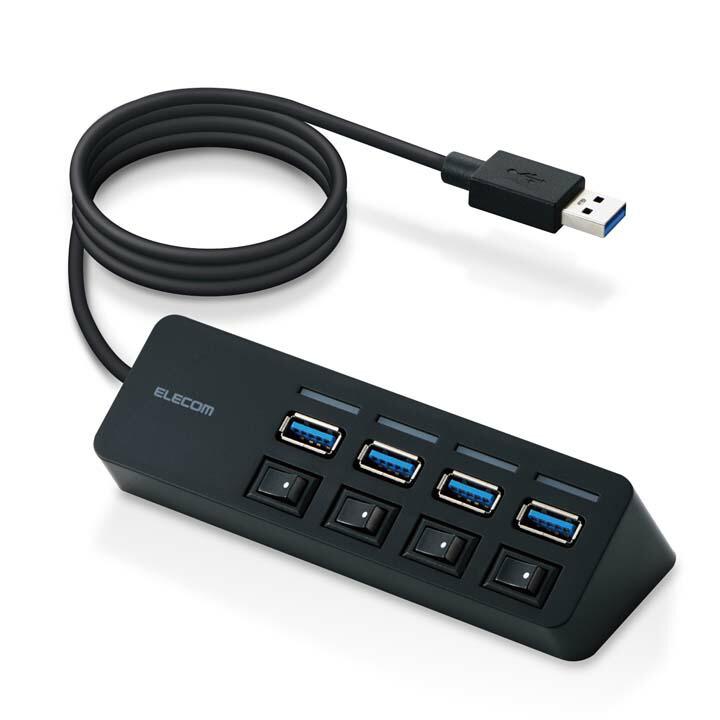 ELECOM エレコム USBハブ 4ポート 個別 スイッチ付き 高速転送 ELECOM エレコム USBハブ 4ポート 個別 スイッチ付き 高速転送
