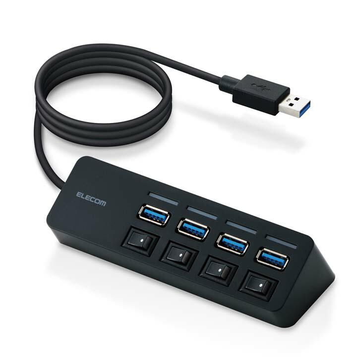 エレコム USBハブ 4ポート 個別スイッチ付き USB3.0 Aポート×4 スイッチ付き ケーブル長1.0m ブラック┃U3H-S418BBK/EC｜elecom｜06