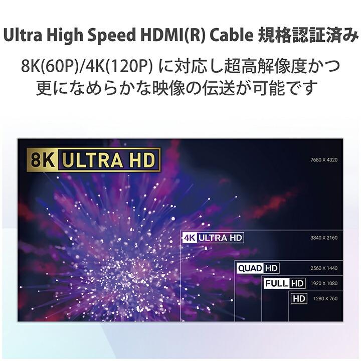 エレコム HDMIケーブル イーサネット対応ウルトラハイスピード HDMI ケーブル スリム 8K 4K HDMI2.1 1.0m ブラック┃DH-HD21ES10BK｜elecom｜08