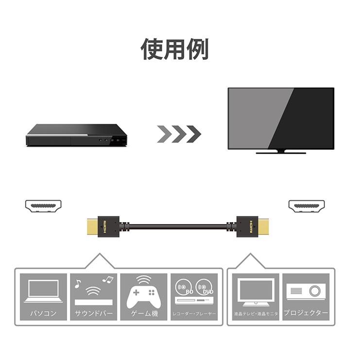 エレコム HDMIケーブル HDMI1.4 ケーブル スーパースリム HDMI ケーブル イーサネット対応 2.0m ブラック┃ECDH-HD14SS20BK｜elecom｜10