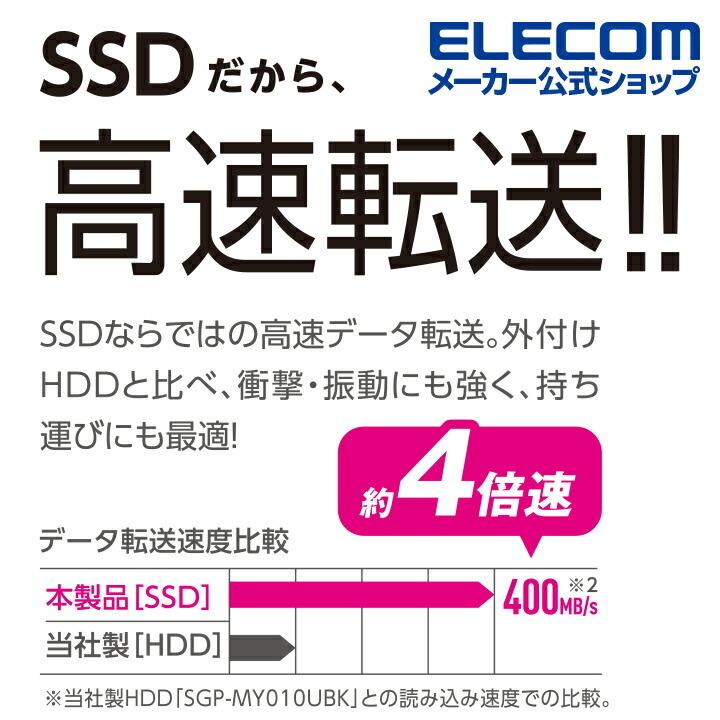 エレコム 外付け ポータブル SSD USB3.2(Gen1)対応 外付けSSD