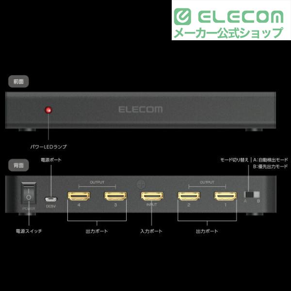 ELECOM（エレコム） HDMI分配器 1入力 4出力 hdmi 分配器 1入力4出力