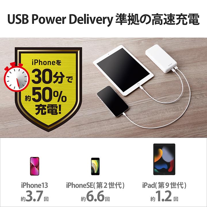 ELECOM（エレコム） モバイルバッテリー 20000mAh 災害用 防災 ポートC