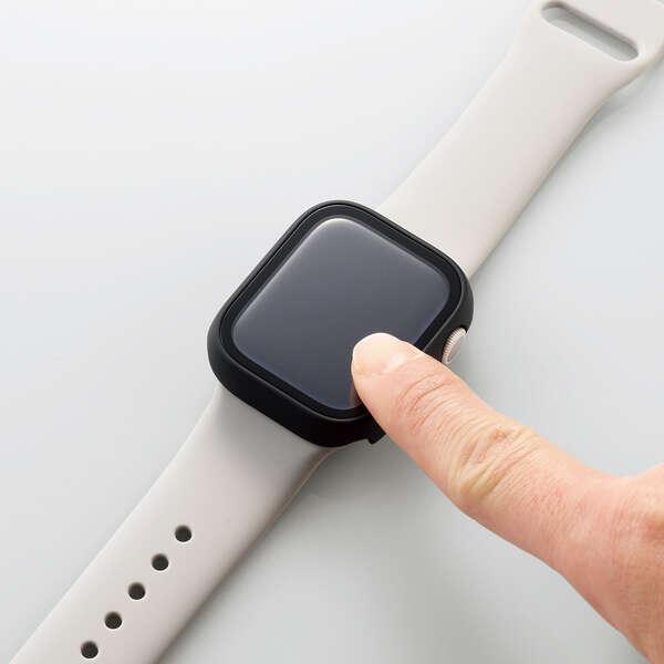 Apple Watch series7 41mm フルカバーケース プレミアムガラス 反射防止 アップルウォッチ7 ブラック┃AW-21BFCGMBK アウトレット エレコム わけあり 在庫処分｜elecom｜06