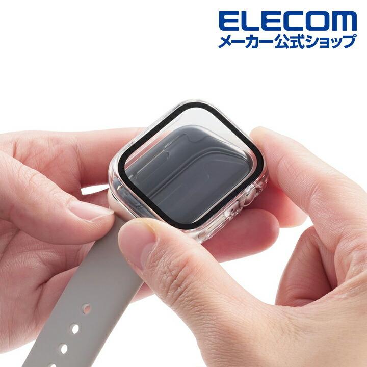 Apple Watch series7 41mm 用 フルカバーケース プレミアムガラス 反射防止 アップルウォッチ7 クリア┃AW-21BFCGMCR アウトレット エレコム わけあり 在庫処分｜elecom｜07