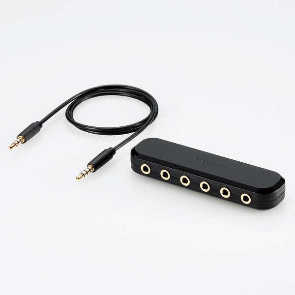 エレコム オーディオ分配アダプタ 5分配 オーディオ 分配 アダプタ ケーブル付 ブラック┃EHP-35AD05BK | ELECOM | 01