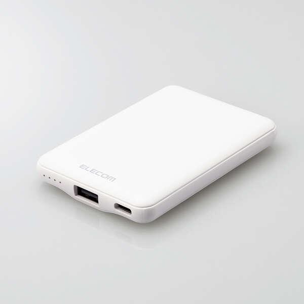 エレコム モバイルバッテリー 薄型コンパクト 5000mAh / 2.4A / Cx1＋Ax1 リチウムイオン電池 おまかせ充電対応 12W対応 ホワイト┃DE-C37-5000WH｜elecom｜02