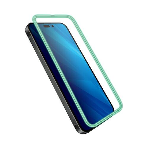 ELECOM（エレコム） iPhone 14 Pro 用 ガラスフィルム 蓄光フレーム 高