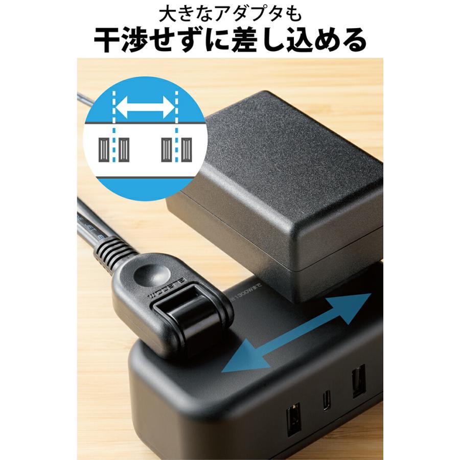 ELECOM（エレコム） USBタップ 32W デスクトップ型 Cx1 Ax2 ACx2