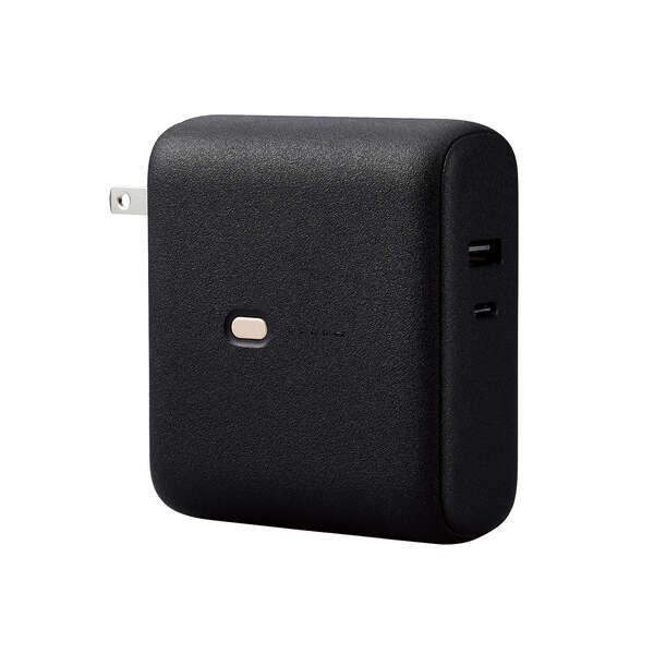 エレコムAC充電器一体モバイルバッテリー(10000mAh/67W/C×2+A) AC充電器一体モバイルバッテリー(10000mAh/67W/C×2+A×1) - DE-AC13-10000BK