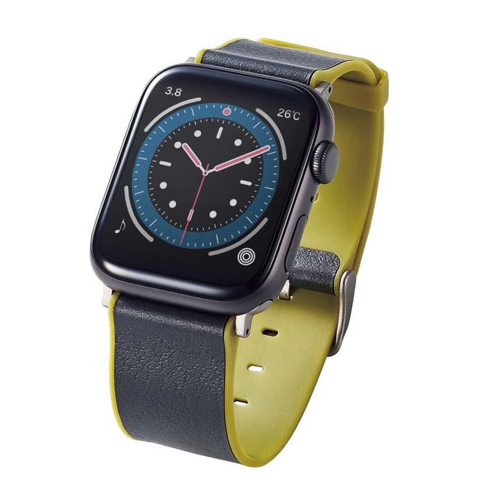 Apple Watch 45/44/42mm MINIO ハイブリッドレザーバンド スモーキーブラック×オリーブグリーン┃AW-45BDMNOBK アウトレット エレコム わけあり 在庫処分｜elecom｜07