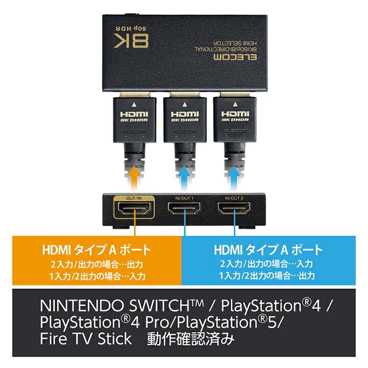 ELECOM エレコム HDMI切替器 双方向タイプ 8K60Hz対応 双方向 ELECOM エレコム HDMI切替器 双方向タイプ 8K60Hz対応 双方向