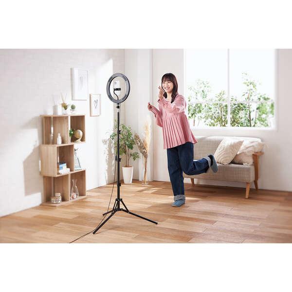 ELECOM（エレコム） LEDリングライト 30cm ロング三脚スタンド付き LED