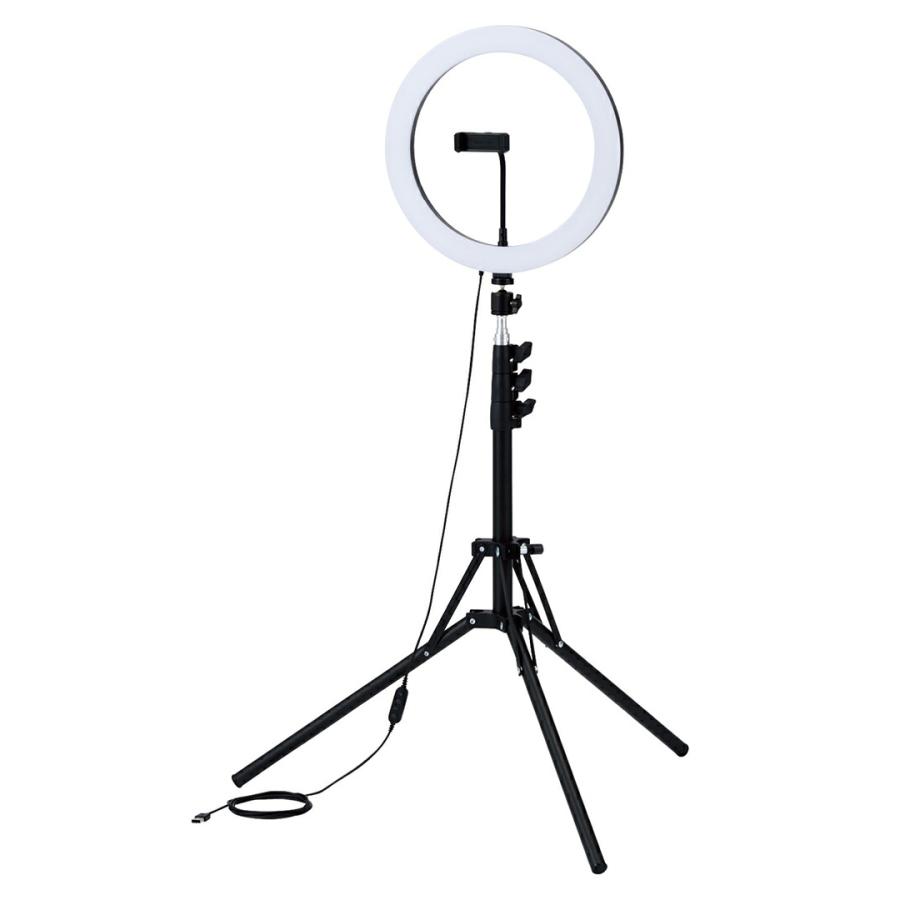 ELECOM エレコム LEDリングライト 30cm ロング三脚スタンド付き LED