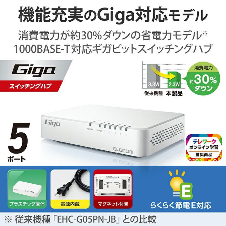ELECOM エレコム Giga対応 スイッチングハブ 5ポートスイッチ ELECOM エレコム Giga対応 スイッチングハブ 5ポートスイッチ