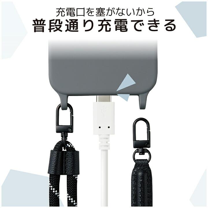 iPhone 14 / 13 ハイブリッドシリコンケース ショルダーストラップホール付 グレイッシュブラック┃PM-A22AHVSCSHBK アウトレット エレコム わけあり 在庫処分｜elecom｜10