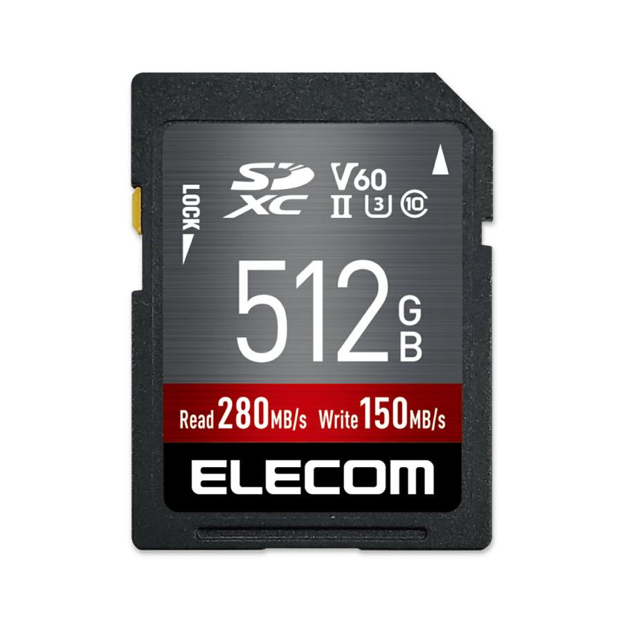 エレコム SDカード UHS-II SDXC メモリカード データ復旧サービス付 保証1年間 Class10 U3 V60 512GB MF-FS512GU23V6R