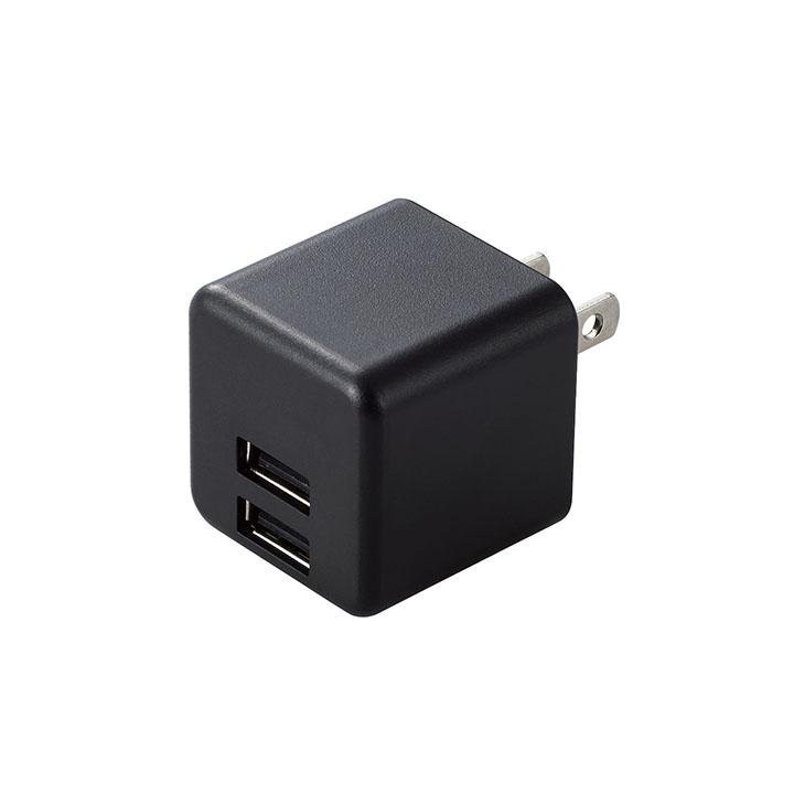 エレコム AC 充電器 2.4A 出力 USB-A 2ポート コンパクト おまかせ充電 