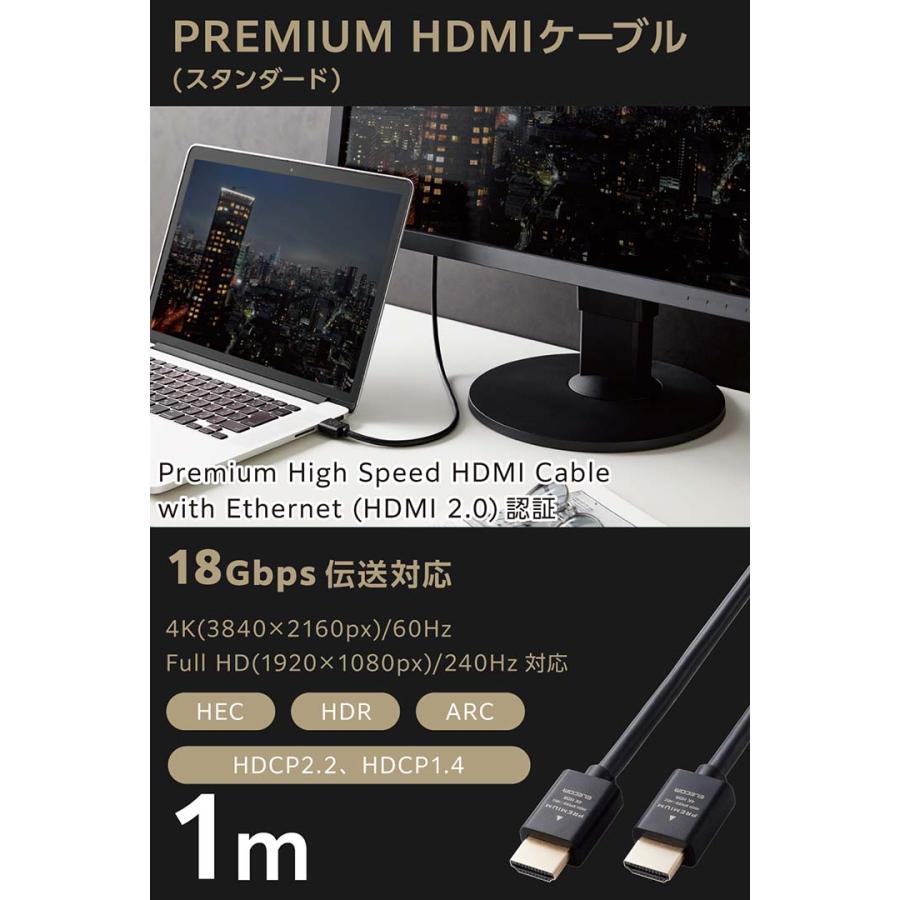 ELECOM（エレコム） Premium HDMIケーブル スタンダード 最大4K/60Hzの