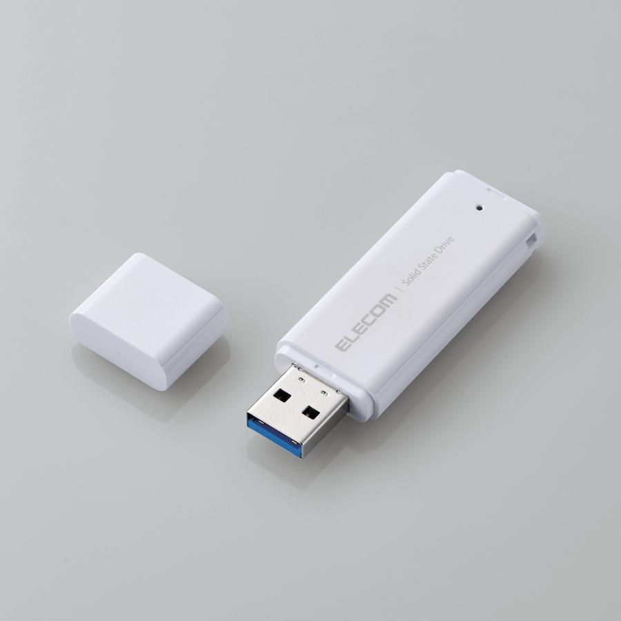 エレコム 外付け ポータブル SSD 250GB 小型 キャップ式 USB 5Gbps USB3.2(Gen1) ホワイト ELECOM ESD-EYB0250GWH