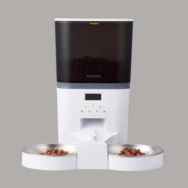 エレコム ペット用 自動給餌器 2匹用 タイマー機能付 録音機能付 2ボウル ペット用品 ホワイト 約6L┃PET-AF02WH | ELECOM | 05