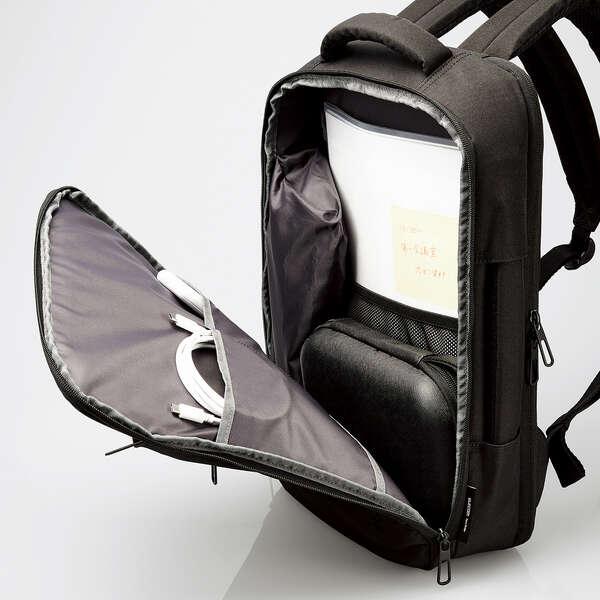 ビジネスバックパック 14inch 対応 2way 12L 撥水加工 高耐久ファスナー採用 ブラック 約12L┃BM-BPTWBK エレコム 在庫処分 | ELECOM | 05