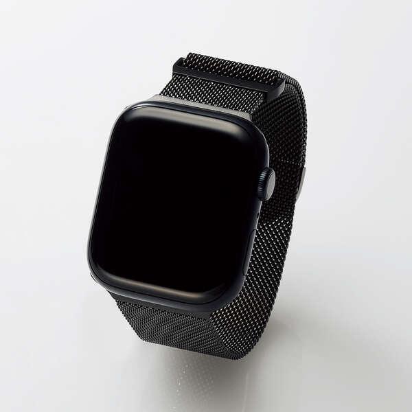 エレコム Apple Watch 49 45 44 42mm 用 ミラネーゼバンド マグネット アップルウォッチ バンド ステンレス ミラネーゼ タイプ ブラック┃AW-45BDSSMMBK エレコム Apple Watch 49 45 44 42mm 用 ミラネーゼバンド マグネット アップルウォッチ バンド ステンレス ミラネーゼ タイプ ブラック┃AW-45BDSSMMBK