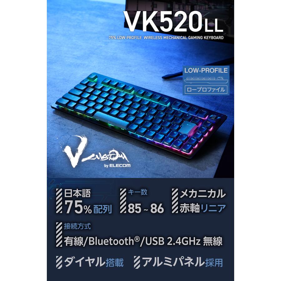 ELECOM（エレコム） V custom VK520LL ロープロ 75％サイズ 有線 2.4