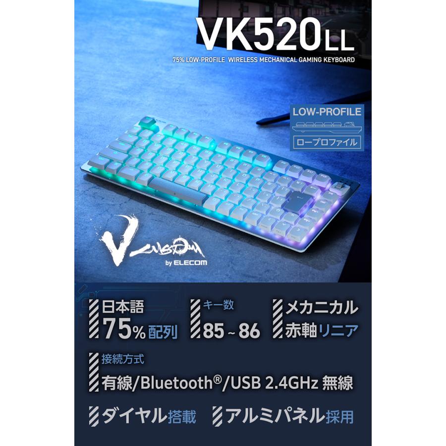 ELECOM（エレコム） V custom VK520LL ロープロ 75％サイズ 有線 2.4