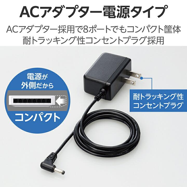 ELECOM（エレコム） Giga対応 スイッチングハブ 8ポート プラ筐体 AC