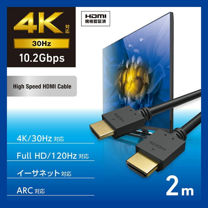 ELECOM エレコム HDMIケーブル ハイスピード 2.0m イーサネット ELECOM エレコム HDMIケーブル ハイスピード 2.0m イーサネット
