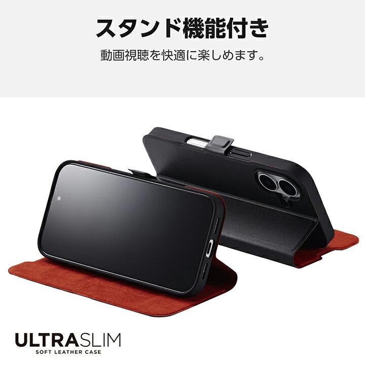 ELECOM（エレコム） iPhone16 用 ソフトレザーケース 薄型 磁石付 2眼