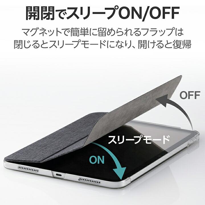 ELECOM エレコム iPad 第10世代 用 フラップケース 背面クリア