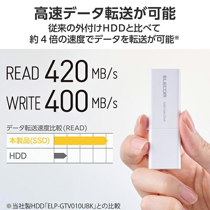 ELECOM（エレコム） 外付けSSD 1TB USB Type-C USB-Aコネクター対応外